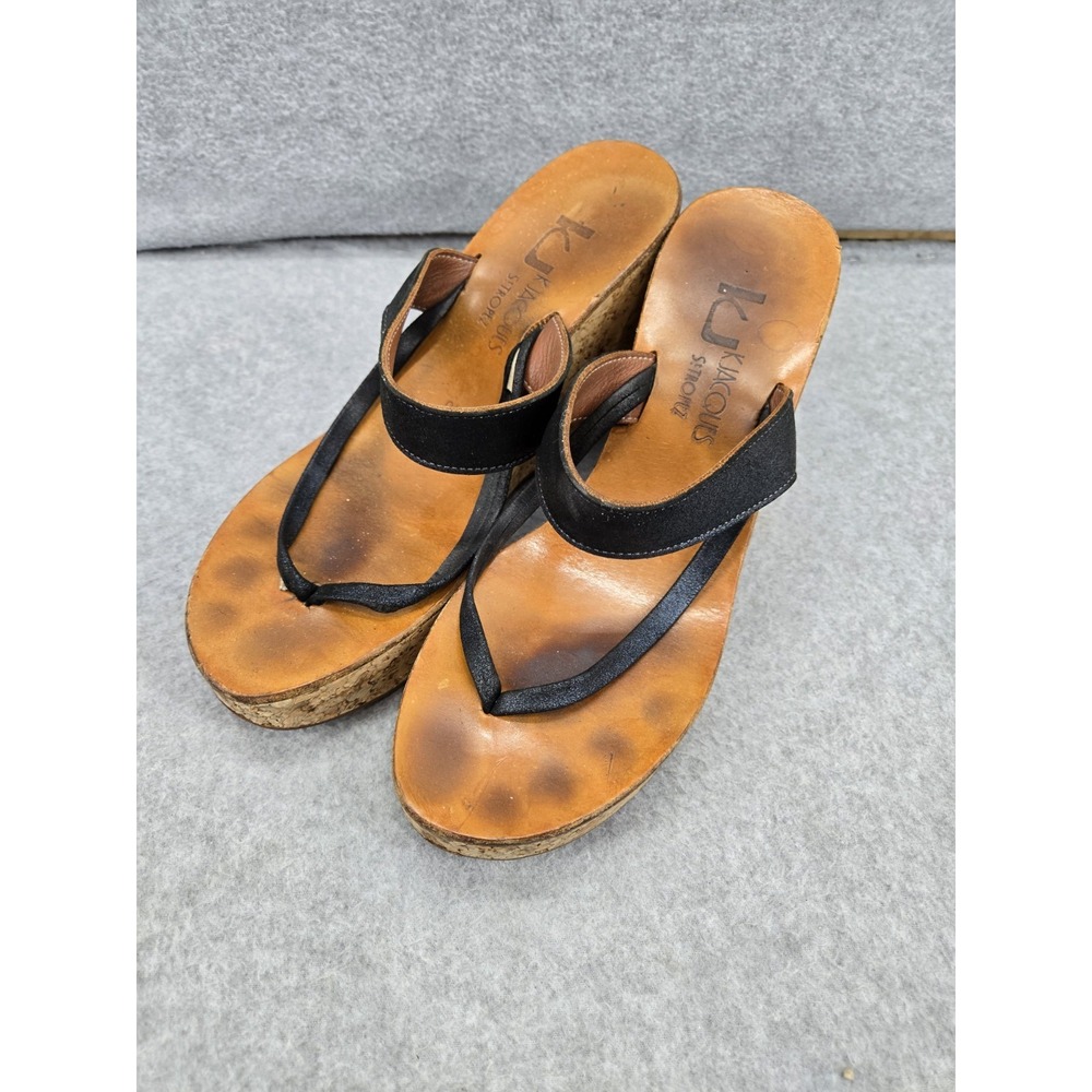 KJacques‎ St. Tropez Cork Platform Sandals Shoes Black EU 40 US 9 Spring Summer